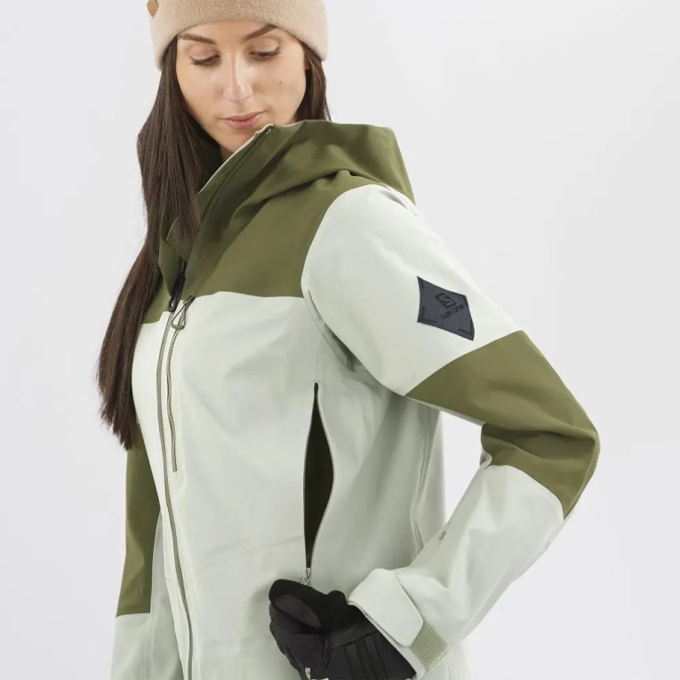 Mint / Olive Salomon Stance 3L Women's Ski Jackets | IE AF3280